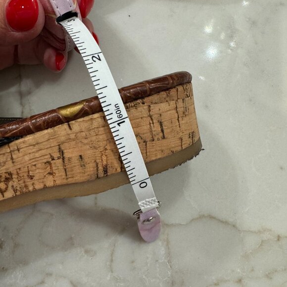 Sam Edelman Tanya Cork Wedge Sandals Women Size 8 Black Brown Thong Flip Flops - Picture 7 of 8